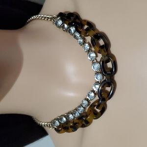 J. Crew Faux Tortoise Shell & Rhinestone Necklace